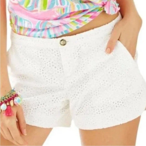 Lilly Pulitzer Adi Shorts in Resort White Pop the Bubbly Eyelet - Picture 1 of 6